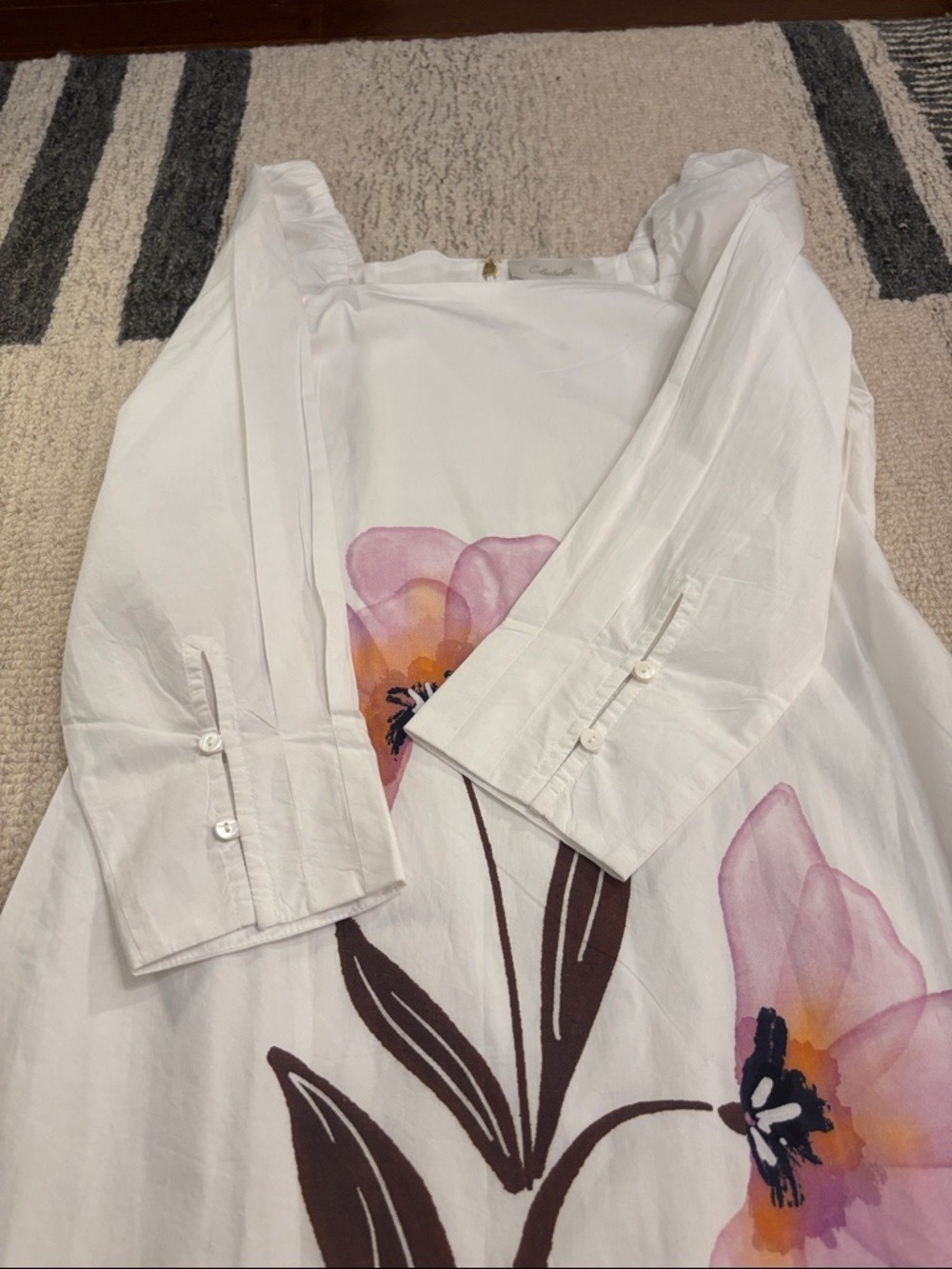 Cleobella White Pink Floral Midi Dress Small - Picture 9 of 16